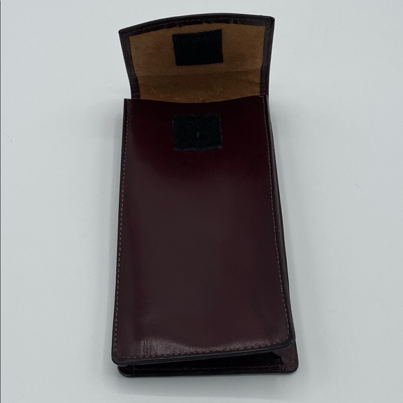 Bosca Brown Full Grain Leather Glasses Case with Gold Accent - Picture 5 of 5